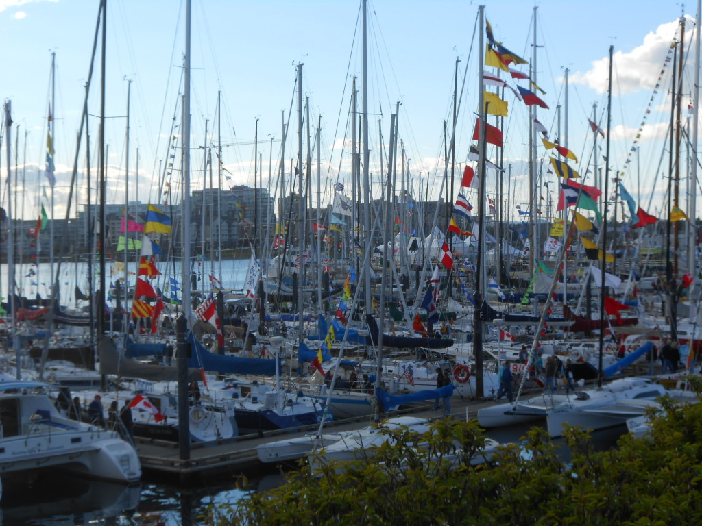 Yachts and crews waiting prior to the Swiftsure race. Photo by Ian & Josie Byington